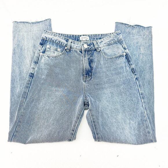 Superdown Vintage Wash Straight Leg Denim Jeans Raw Hem Size 28 - Picture 4 of 10